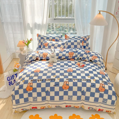 Bedding set with cartoon design in a bedroom setting