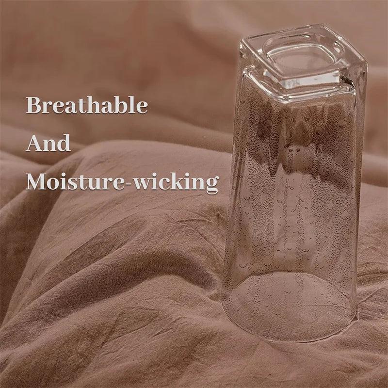 100% Washed Cotton Duvet Cover 600TC+ - Soft Solid Color Comforter Cover