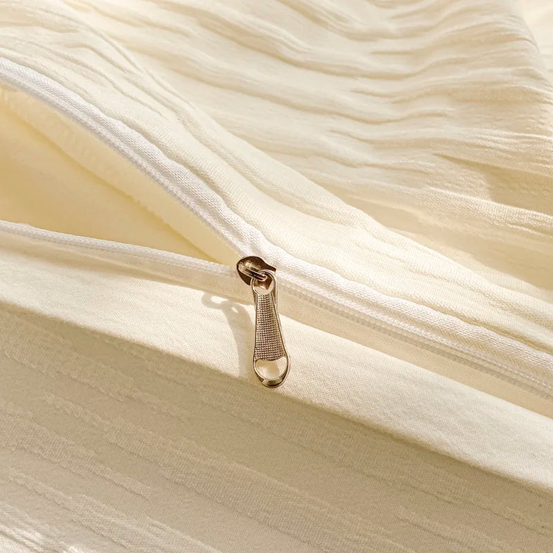 Close-up of a beige fabric with a zipper