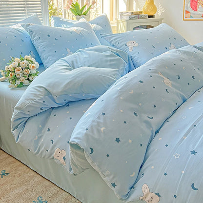 Washed Cotton Double Yarn Single Quilt Cover Simple Wind Ins Wind Small Floral Korean Version Duvet Skin Friendly Bedding