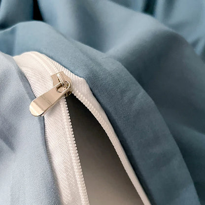 Simple Blue Solid Color Bedding Set Soft Brushed Duvet Covers Pillowcase