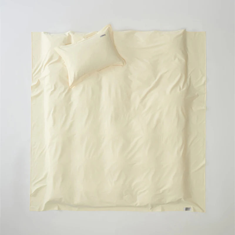 Beige pillowcase on a light gray background