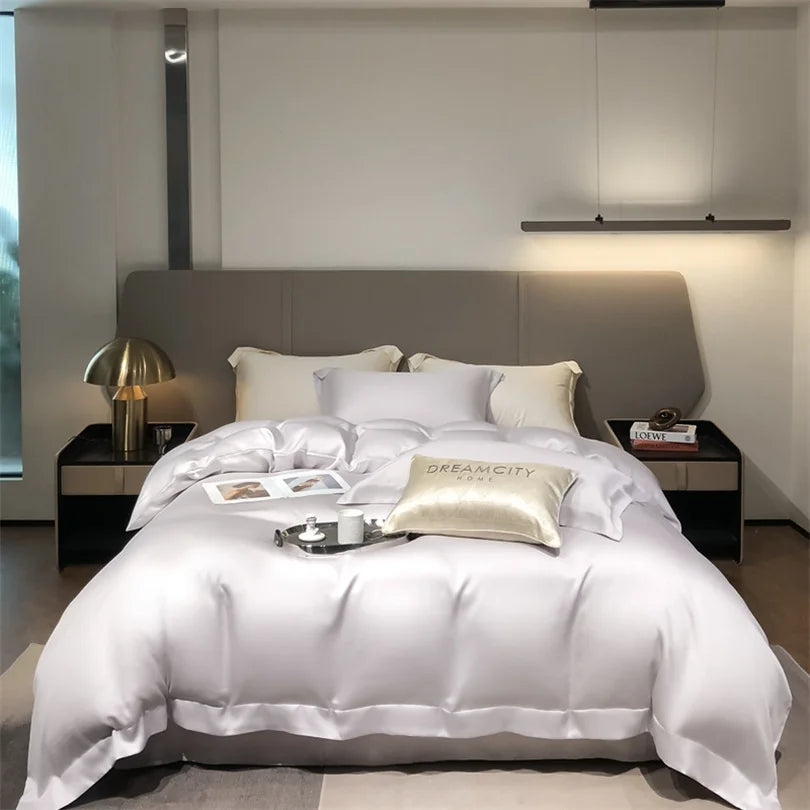 "Pure White Bamboo Bedding Set - Color Options Available"

