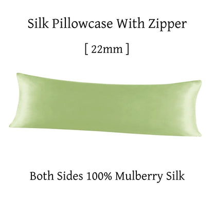 Silk pillowcase with zipper on a white background