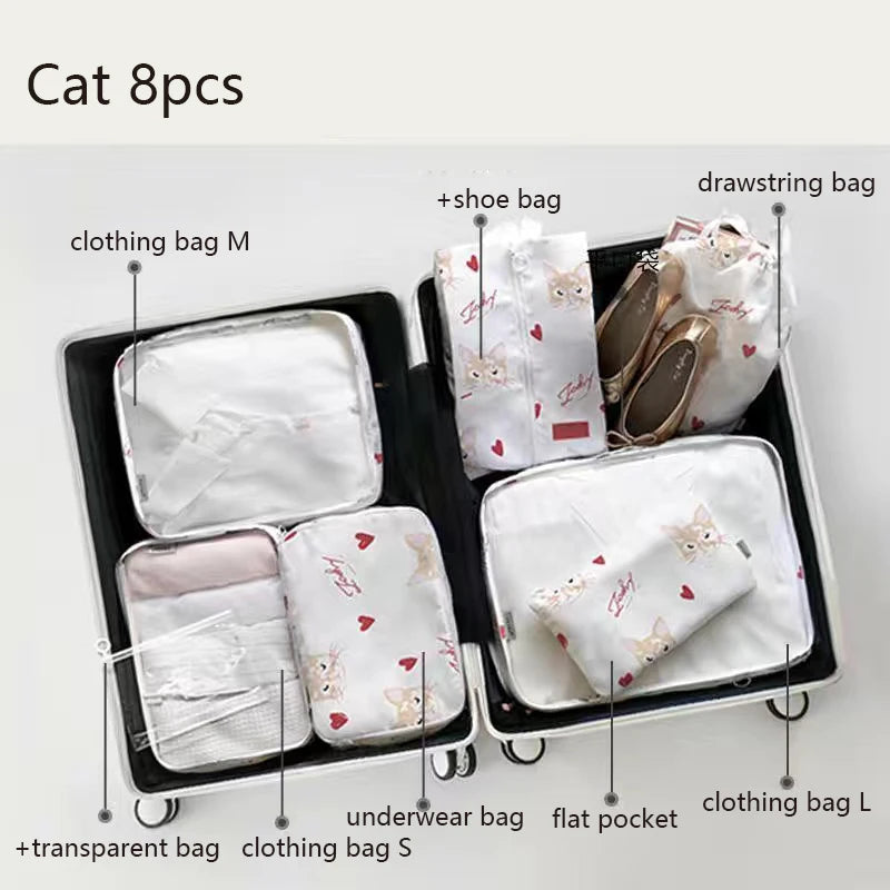 6-Piece Travel Packing Cubes Set for Organizing Cat 8pcs Sfe12480edf6a4f0a871881fbcf1c98c0R Ocean Wave