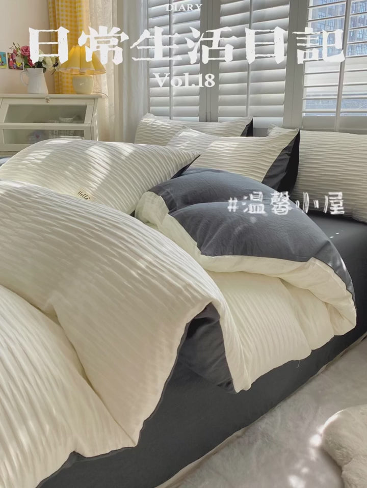 Seersucker Bedding Set Duvet Cover 