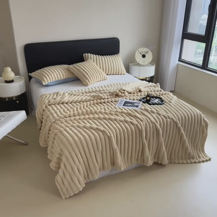 Rabbit Plush Blanket - Soft Coral Fleece Throw for Beds & Sofas